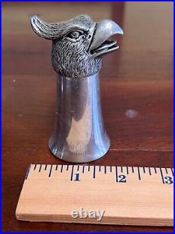 Pewter (poss. Silver Plate) Stirrup Eagle Cup 3.5 Tall Rare Shot Drinking Cup