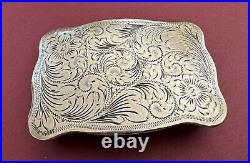 Rare Antique Vintage Mexico Eagle 214 Sterling Silver Hand Engraved Belt Buckle