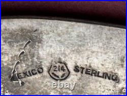 Rare Antique Vintage Mexico Eagle 214 Sterling Silver Hand Engraved Belt Buckle