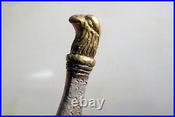 Roman Medical or Cosmetic Tool with Silver Handle and Gilded Eagle's Head on Top