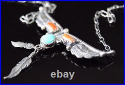 SALE Collectible Sterling Silver 925 Turquoise Navajo Eagle Necklace Pendant RB