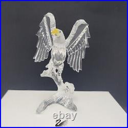 SWAROVSKI Silver Crystal Figurine Bald Eagle Bird on Branch 248003 Orig Box Cert