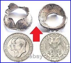 Silver Coin Mark Shot Bullet Battle Damaged Eagle WW1 WWI Wilhelm Prussia German