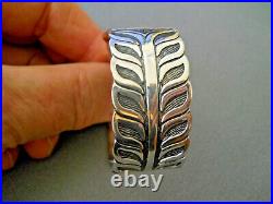 Southwestern Eagle Head Sterling Silver Tooled Cuff Bracelet 43g