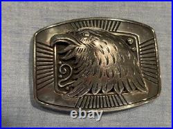 Sterling spectacular Eagle buckle by Thomas Singer lightly worn 3 3/4 domed