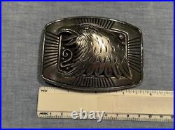 Sterling spectacular Eagle buckle by Thomas Singer lightly worn 3 3/4 domed