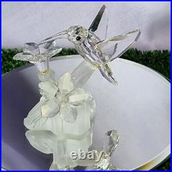 VINTAGE Retired Swarovski Silver Crystal Hummingbird & Flowers