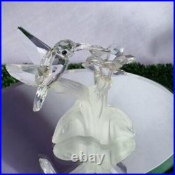 VINTAGE Retired Swarovski Silver Crystal Hummingbird & Flowers