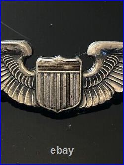 VINTAGE Sterling Silver. 925 WWII Era USAF Pilot Military Wings Eagle Pin