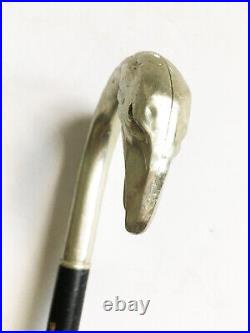 VTG Antique Alpaca Silver Eagle Head Glass Eye Walking Cane Stick 35.5 Stick