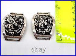 VTG Navajo L. L. Lee Sterling Eagle Watch Tips 17mm Bar Heavy! 39 Gr Signed