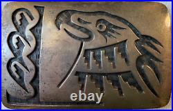 Vintage Hopi Larry Polivema Sterling Silver Eagle Belt Buckle
