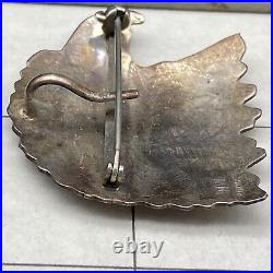 Vintage Navajo Eagle Hand Stamped Sterling Silver Pin Brooch Pendant