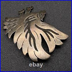Vintage Navajo Flying Eagle Sterling Silver Brooch Pin Pendant