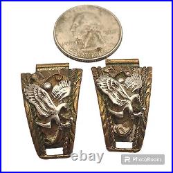 Vintage Navajo Rosella Sandoval Sterling Silver Eagle 12kgold Filled Watch Tips