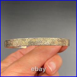 Vintage Northwest ND Eagle Silver Bracelet Cuff 7-1/8