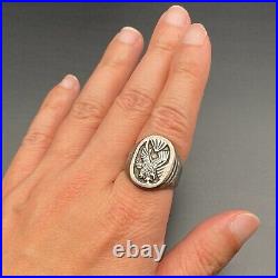 Vintage Southwestern Eagle Sterling Silver Ring Size 9.75