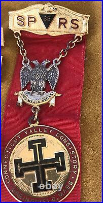 Vintage Sterling Silver SP RS 32nd Scottish Rite Masonic Double Eagle Badge Pin