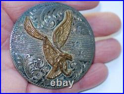 Vintage Western Sterling Silver Hand Engraved American Eagle Belt Buckle