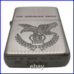 Vintage Zippo 1992 The American Eagle Engraved Design Silver Color Oil Lighter