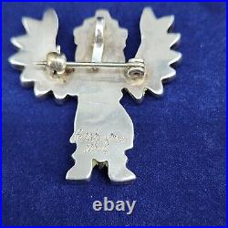 Vintage Zuni Native Turquoise Kachina Eagle Dancer Brooch Pin Sterling Signed