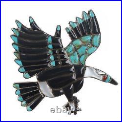 Vintage Zuni Silver eagle bolo tie/pendant