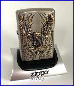WILDE Zippo Harley Davidson HDP-73 Bald Eagle Nickel Gold Metal Japan Limited