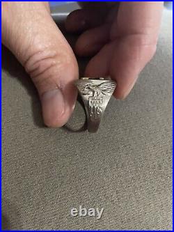 WWII US Army Air Corps sterling silver ring wings propeller Eagle