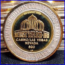 Westward Ho Las Vegas $20 Silver Strike Token. 999 Silver Eagle 24k Hge