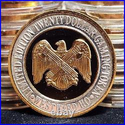 Westward Ho Las Vegas $20 Silver Strike Token. 999 Silver Eagle 24k Hge