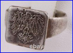 WwI GERMANY Kingdom of Prussia WW1 Ring German 800 Sterling SILVER Eagle COAT of