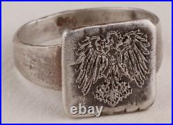 WwI GERMANY Kingdom of Prussia WW1 Ring German 800 Sterling SILVER Eagle COAT of
