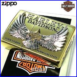 ZIPPO Harley Davidson Gold Silver Eagle Falcon Silver Metal Sculpture Gold Coo