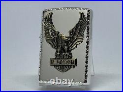 Zippo Harley Davidson Bald Eagle Ibushi Metal Silver Double-Sided Corner Cut