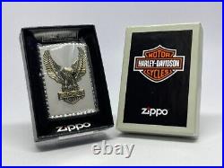 Zippo Harley Davidson Bald Eagle Ibushi Metal Silver Double-Sided Corner Cut