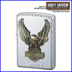 Zippo Harley Davidson Bald Eagle Ibushi Metal Silver Double-Sided Corner Cut