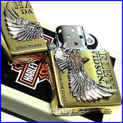 Zippo Harley Davidson Gold Silver Eagle Falcon Silver Metal Sculpture Gold Coo