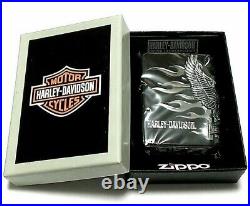 Zippo Harley Davidson HDP-02 Eagle Side Metal Silver Black Lighter Japan Limited