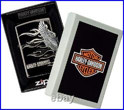 Zippo Harley Davidson HDP-02 Eagle Side Metal Silver Black Lighter Japan Limited