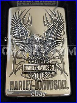 Zippo Harley Davidson HDP-07 Silver Metal Bald Eagle Biker Riders JP