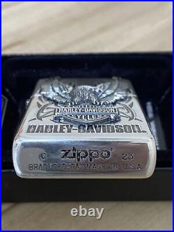 Zippo Harley Davidson HDP-07 Silver Metal Bald Eagle Biker Riders JP