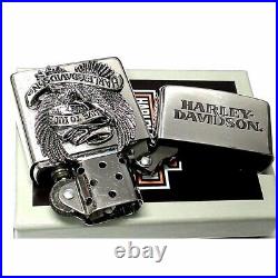 Zippo Harley Davidson HDP-08 Silver Metal Bald Eagle Lighter Japan Limited Model