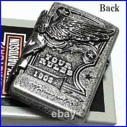 Zippo Harley Davidson HDP-28 Eagle 3 Sides Metal Silver Lighter Limited Japan