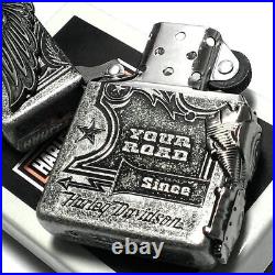 Zippo Harley Davidson HDP-28 Eagle 3 Sides Metal Silver Lighter Limited Japan