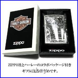 Zippo Harley Davidson HDP-28 Eagle 3 Sides Metal Silver Lighter Limited Japan