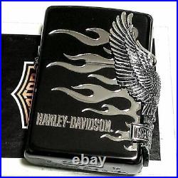 Zippo Harley Davidson Lighter Black Silver Eagle