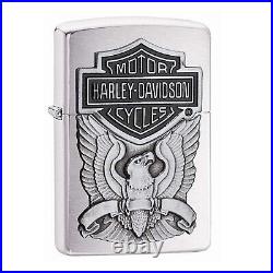 Zippo Harley Davidson Lighter Eagle Logo Pewter Silver Refillable Fuel Windproof