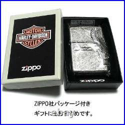 Zippo Oil Lighter Harley Davidson Eagle HDP-65 Silver Brass Etching Japan