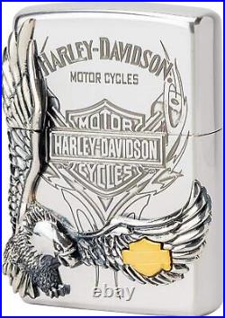 Zippo Oil Lighter Harley Davidson Eagle Metal HDP-16 Silver Brass Limited Japan