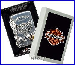 Zippo Oil Lighter Harley Davidson Eagle Metal HDP-16 Silver Brass Limited Japan